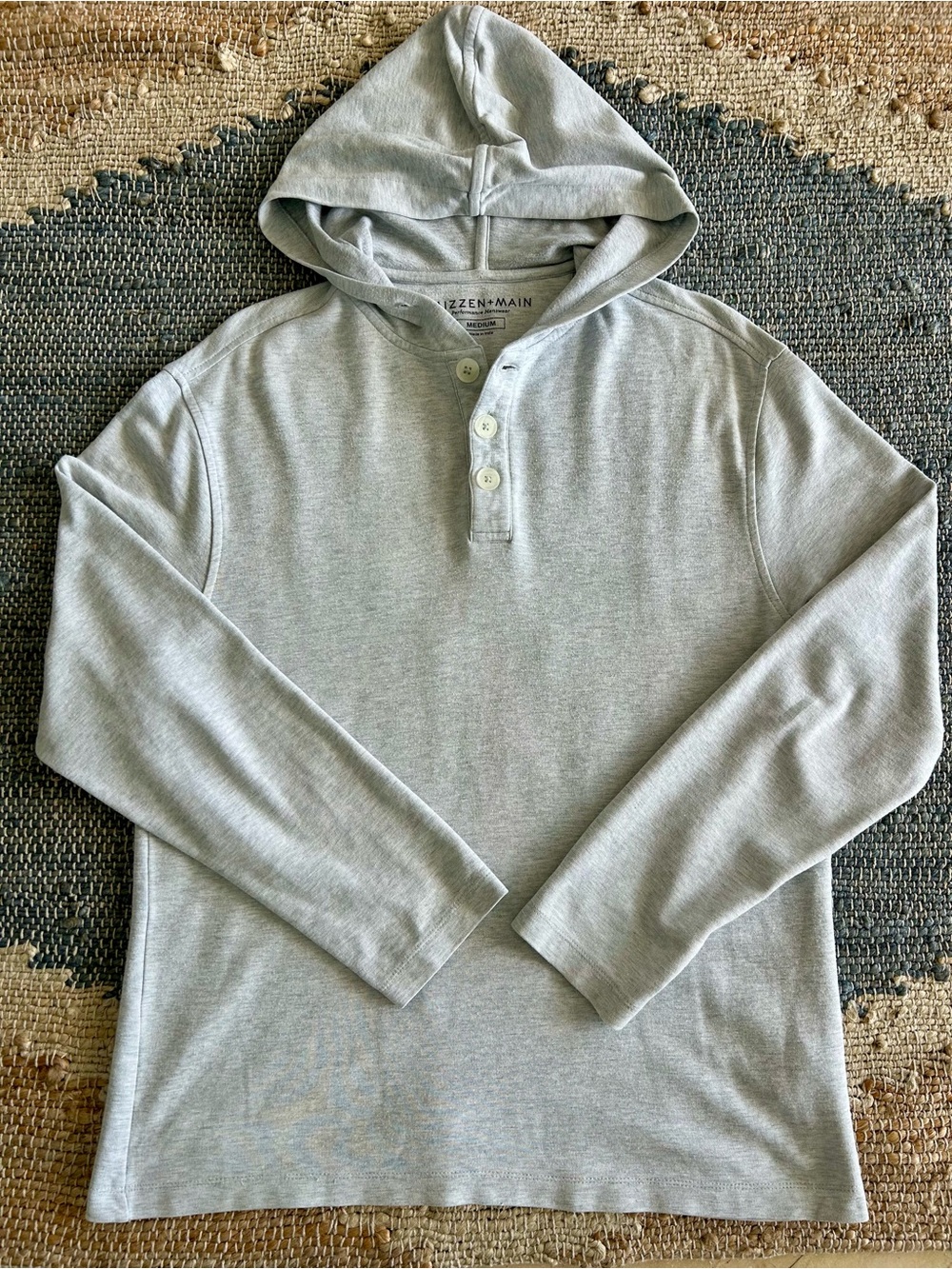 Mizzen+Main Fairway Hooded Henley Heather Gray